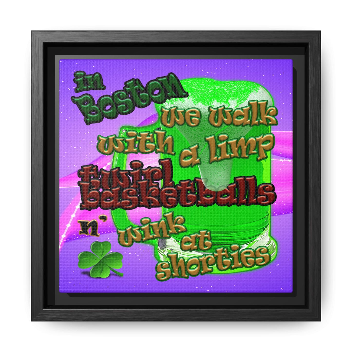 celtics logo - framed canvas art (purple-pink wave)