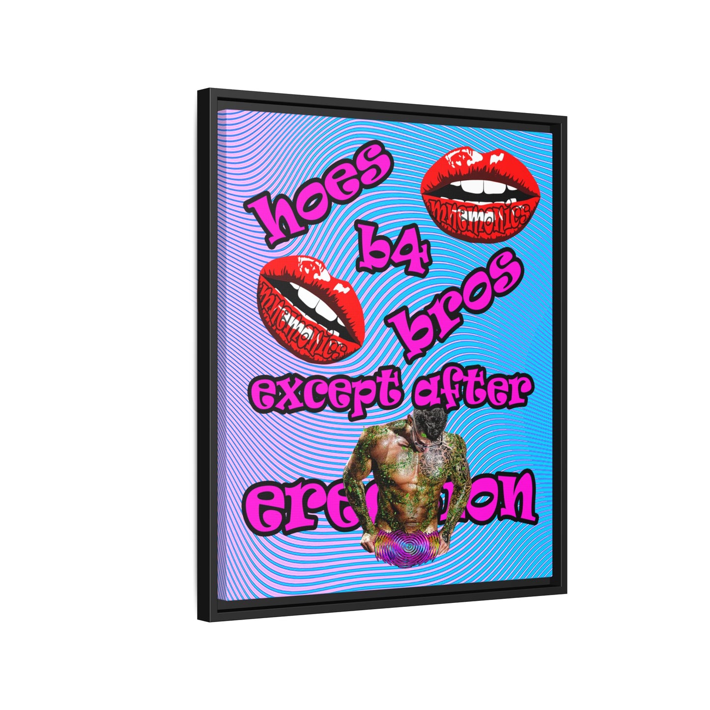 hoes b4 bros - framed canvas art (light blue-purple wave)