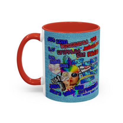 drop the beat - Accent Mug (faded blue)