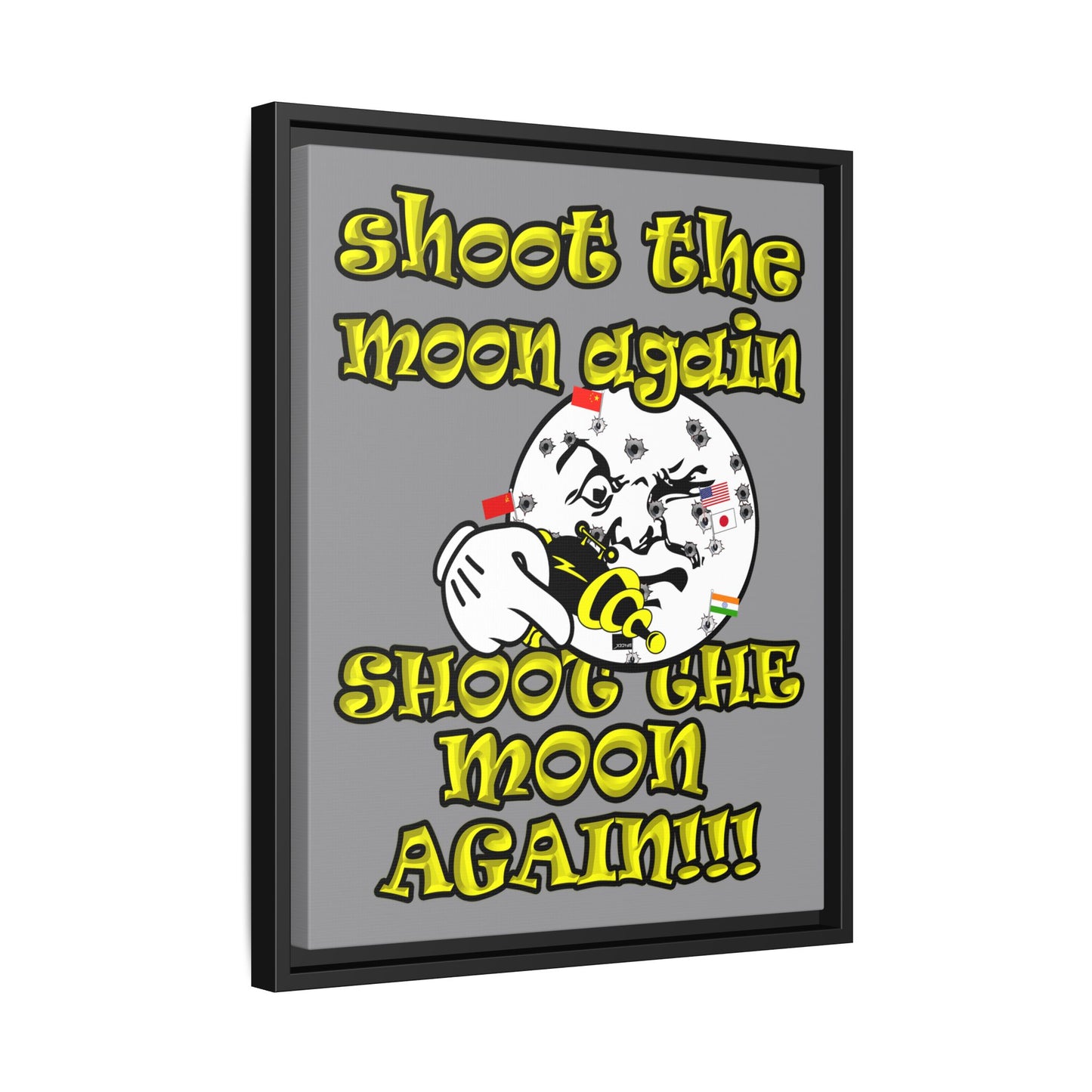 shoot the moon again - framed canvas art (grey)