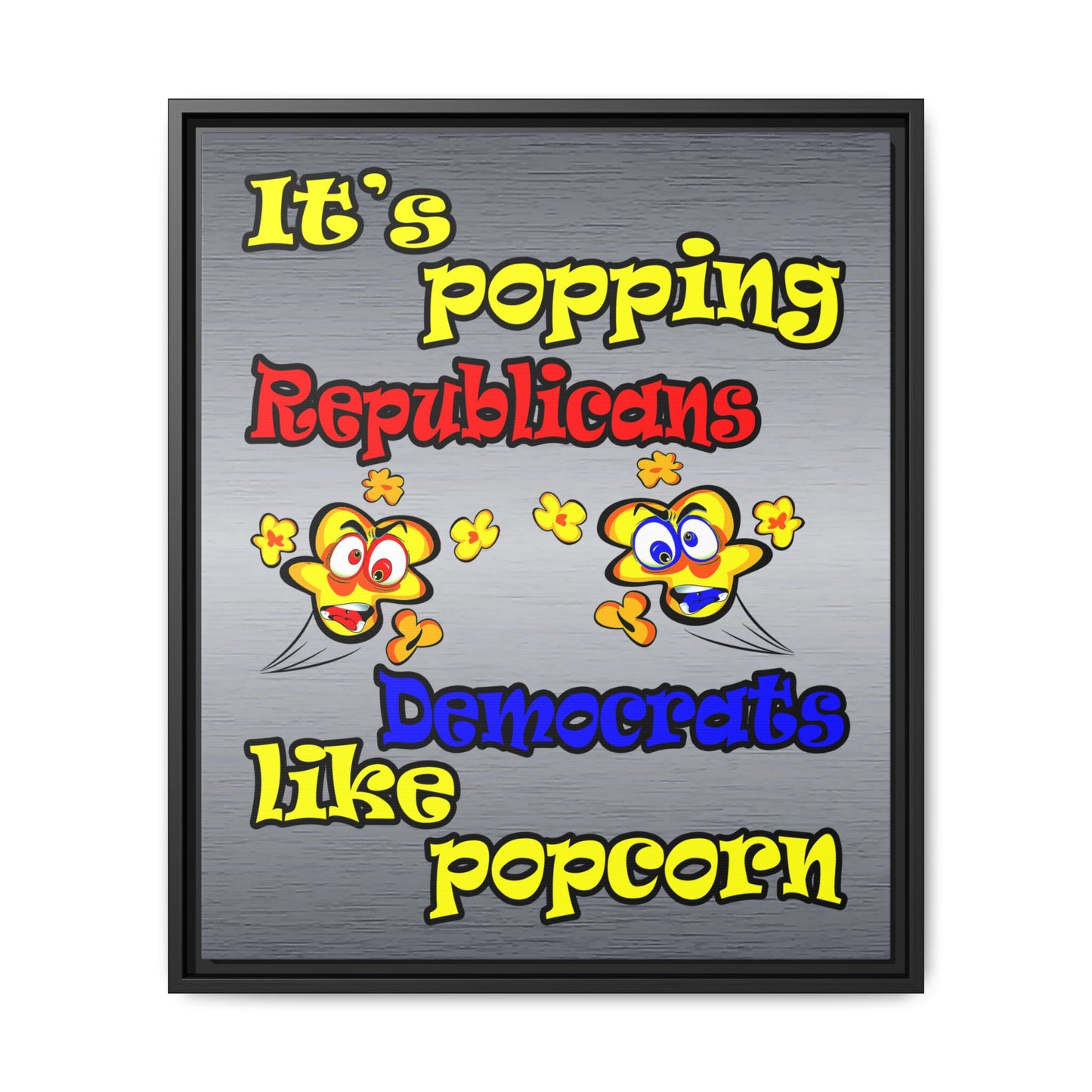 popping like popcorn - framed canvas art (brushed nickel)