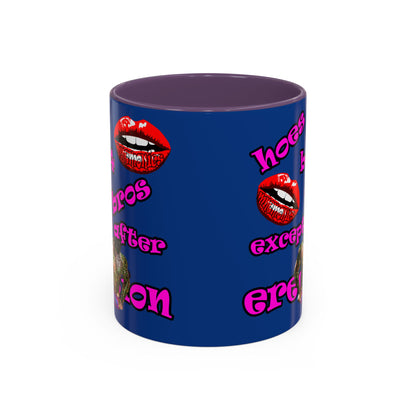 hoes b4 bros - Accent Mug (dark blue)