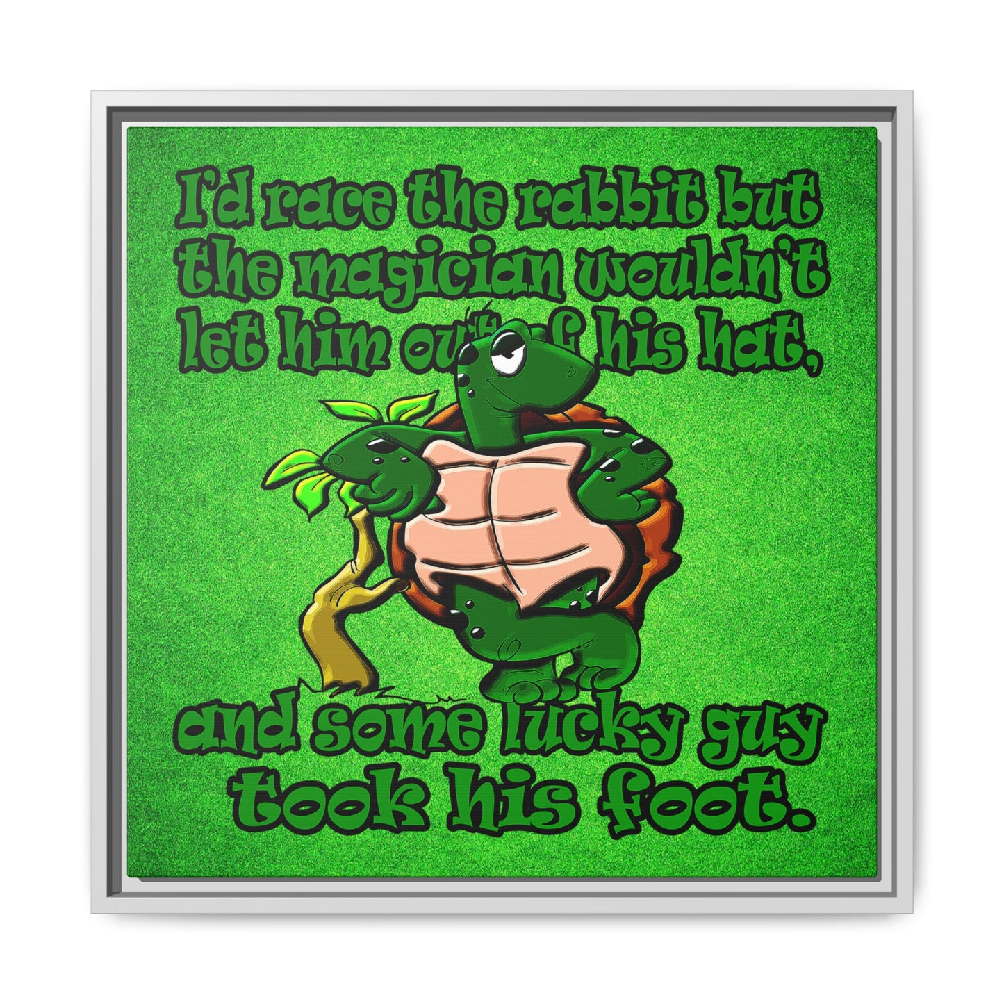 turtle race - framed canvas art (green turf)