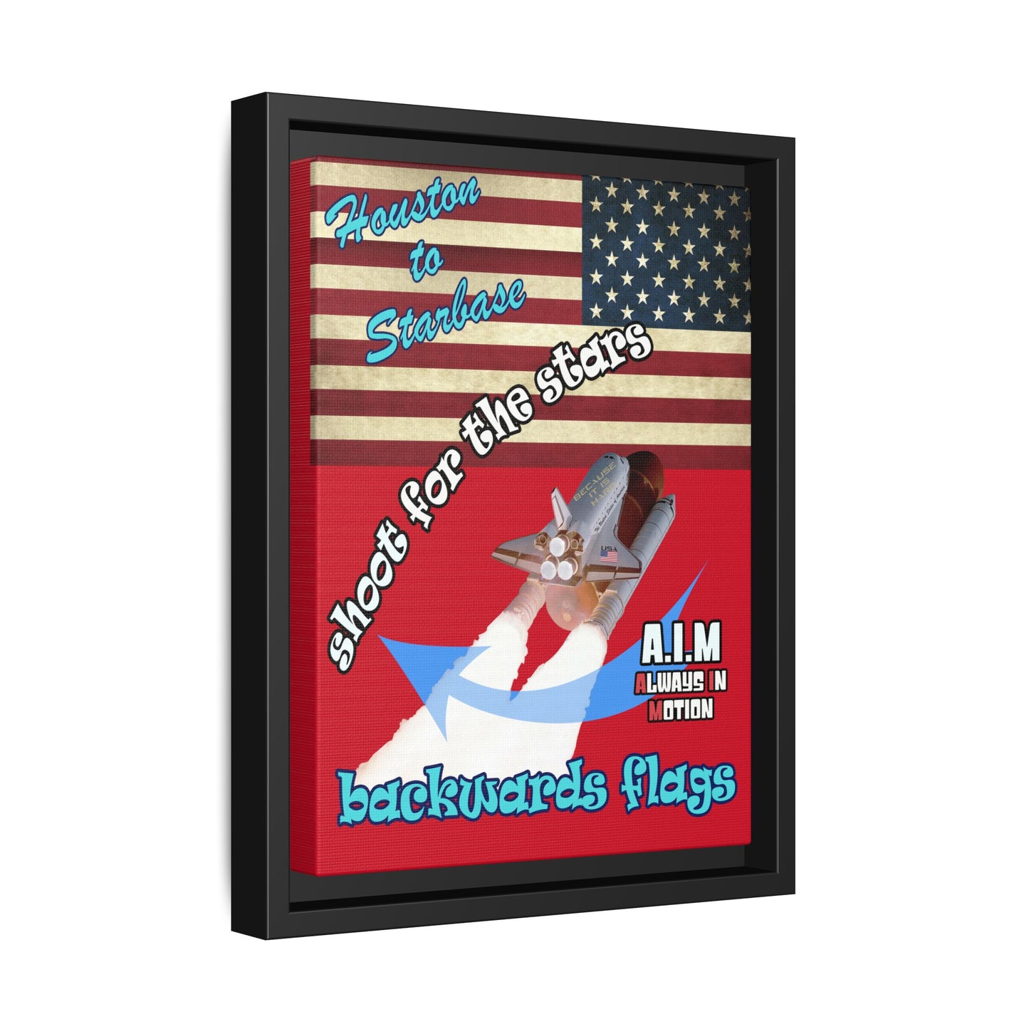 shoot for the stars - framed canvas art (dark red)
