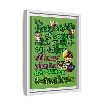 christmas spirits of boston - framed canvas art (green)