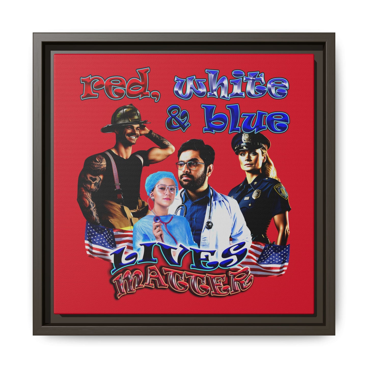 rw&b lives matter - framed canvas art (dark red)