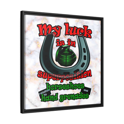 my luck - framed canvas art (white marble)