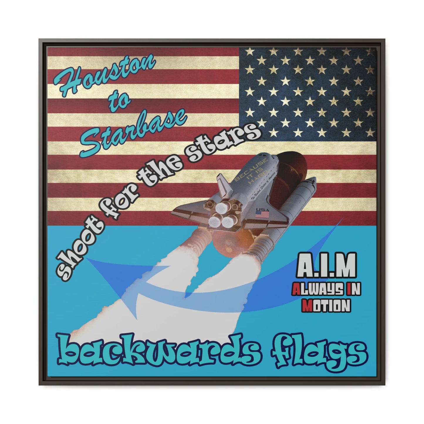 shoot for the stars - framed canvas art (turquoise)