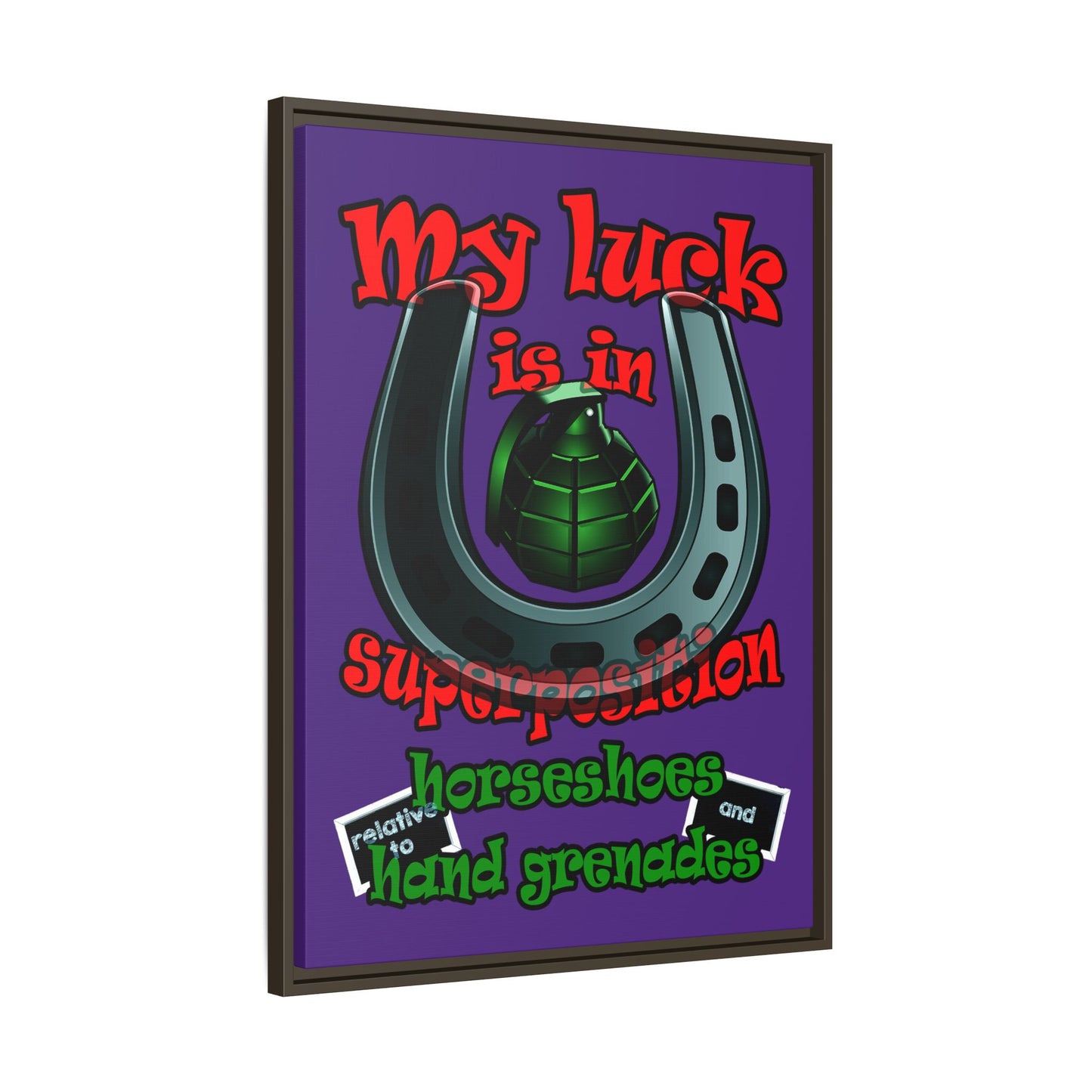 my luck - framed canvas art (purple)