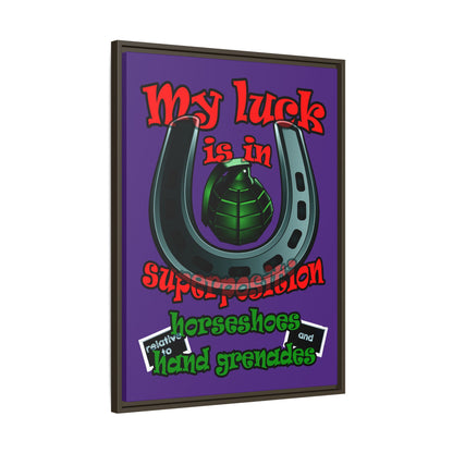 my luck - framed canvas art (purple)