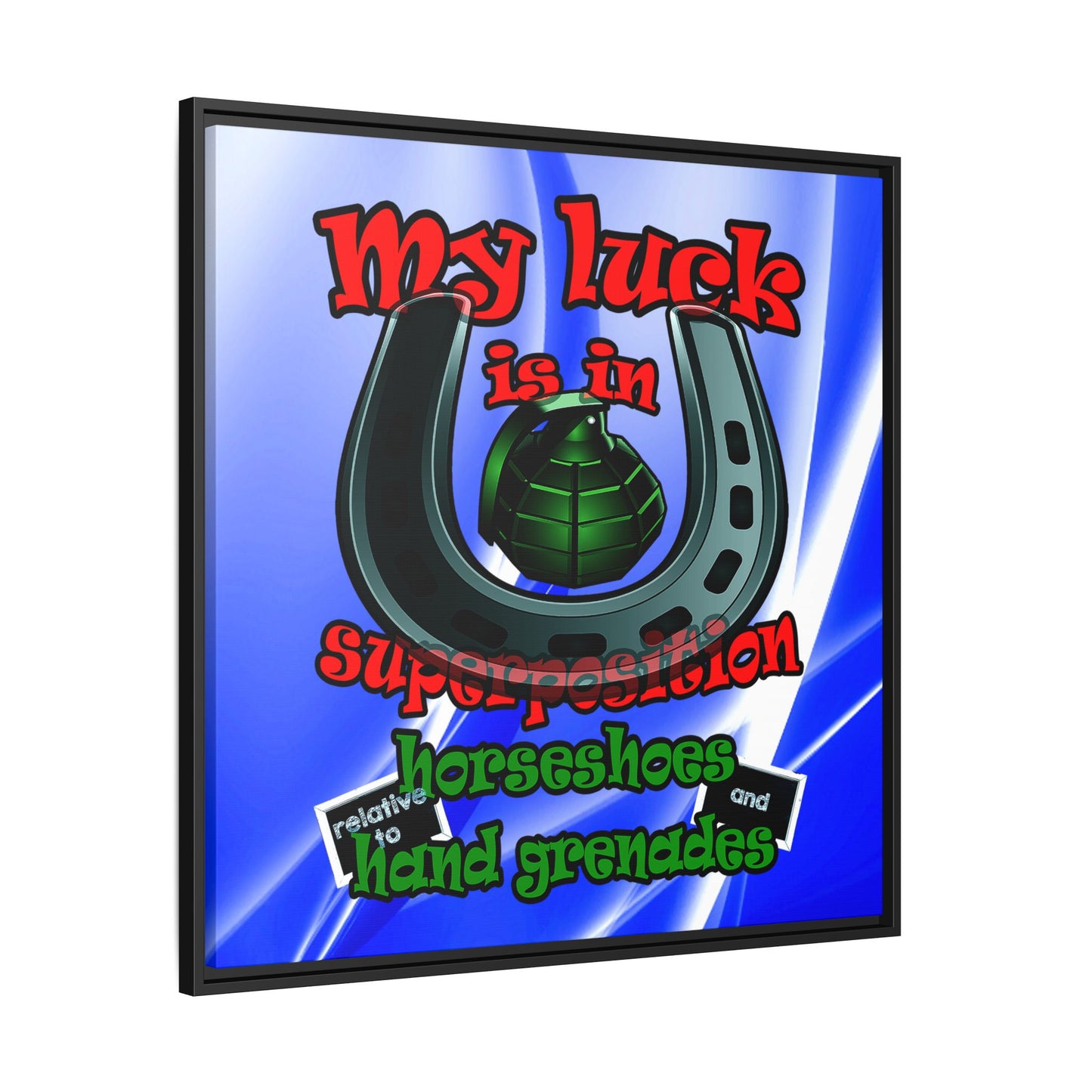 my luck - framed canvas art (blue-white wave)