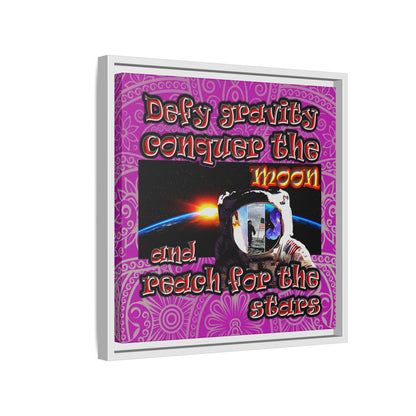 defy conquer reach - framed canvas art (pink swirl)