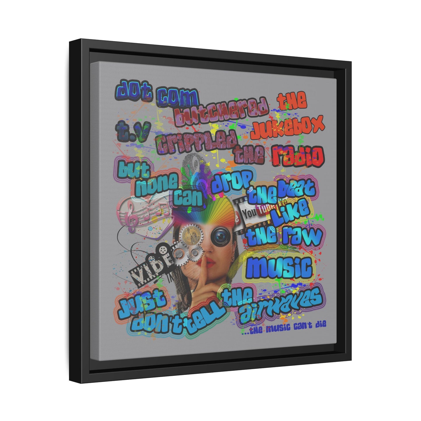 drop the beat - framed canvas art (grey)