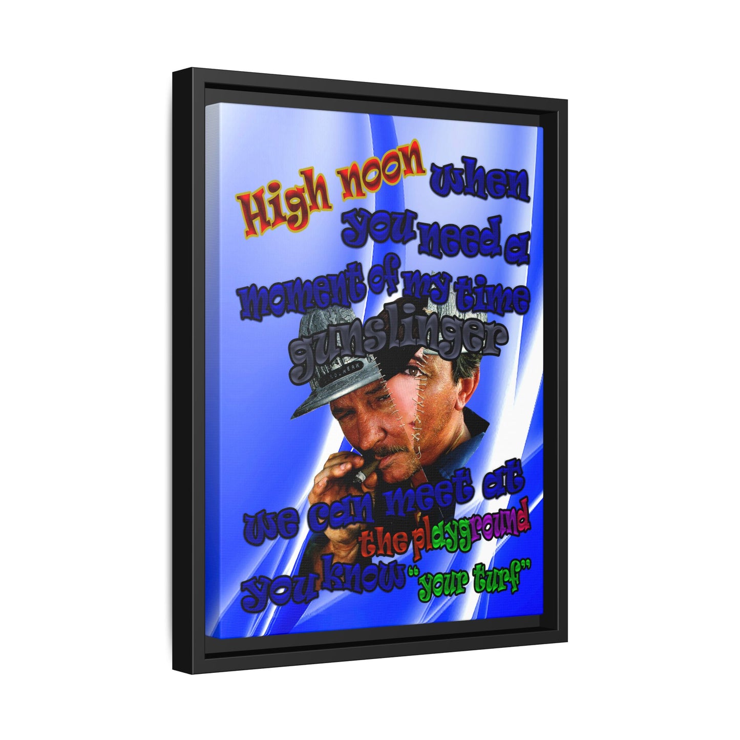high noon - framed canvas art (blue-white wave)