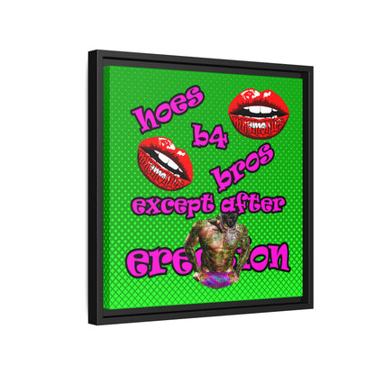 hoes b4 bros - framed canvas art (logo green)