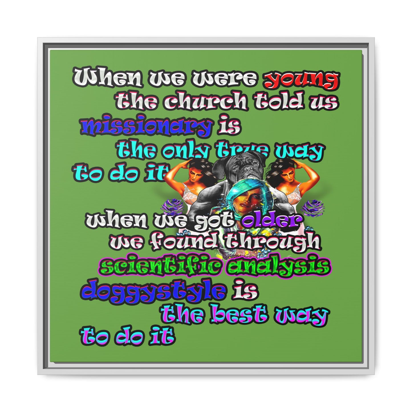doggystyle - framed canvas art (green)