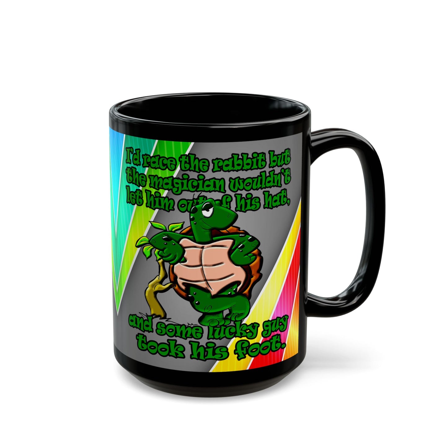 turtle race - Black Mug (rainbow split)