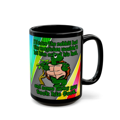 turtle race - Black Mug (rainbow split)