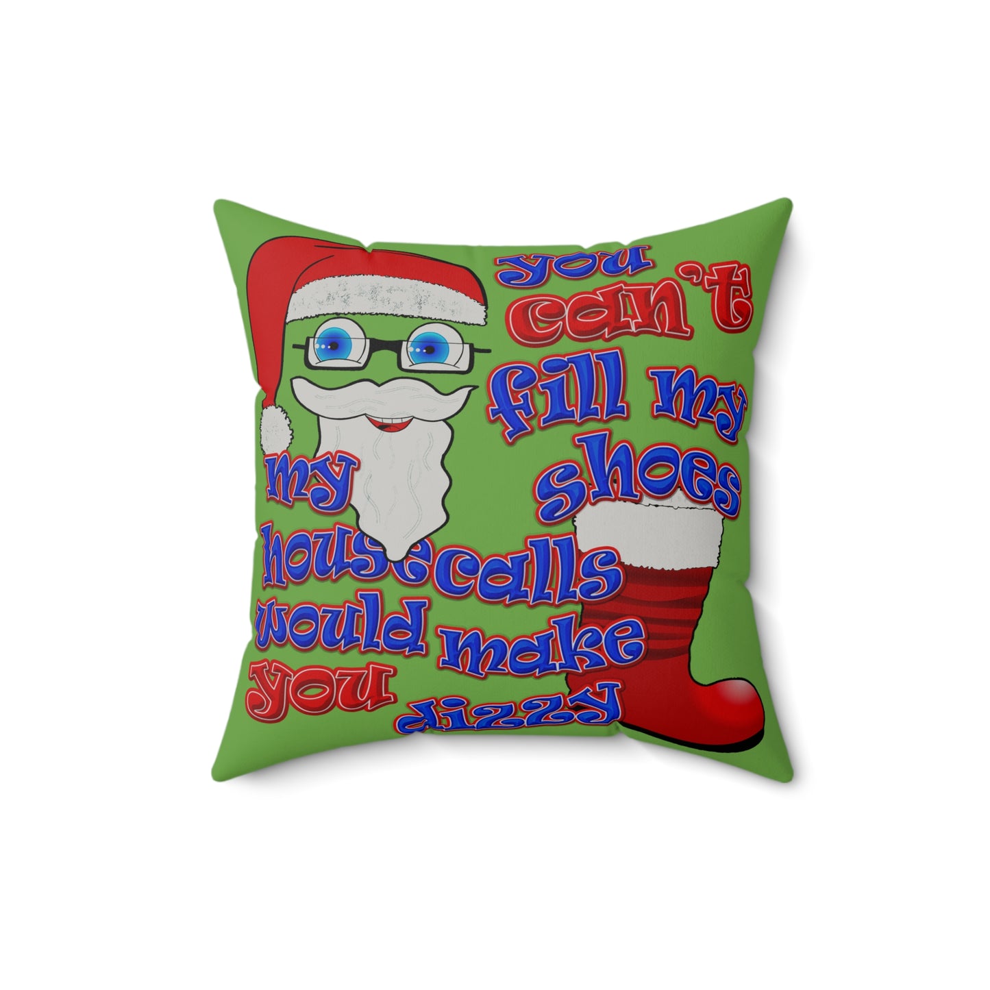 santa's shoes - Faux Suede Square Pillow - (green)