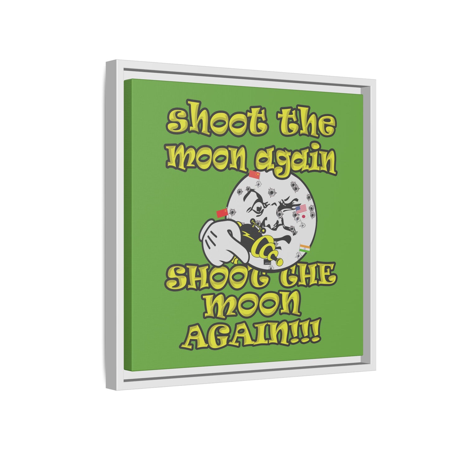 shoot the moon again - framed canvas art (green)