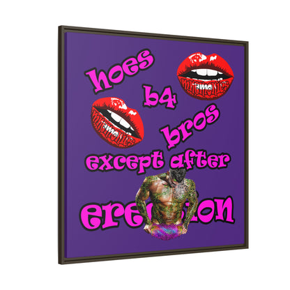hoes b4 bros - framed canvas art (purple)