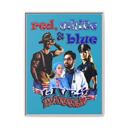 rw&b lives matter - framed canvas art (turquoise)