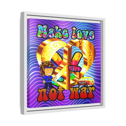 love peace - framed canvas art (purple wave)