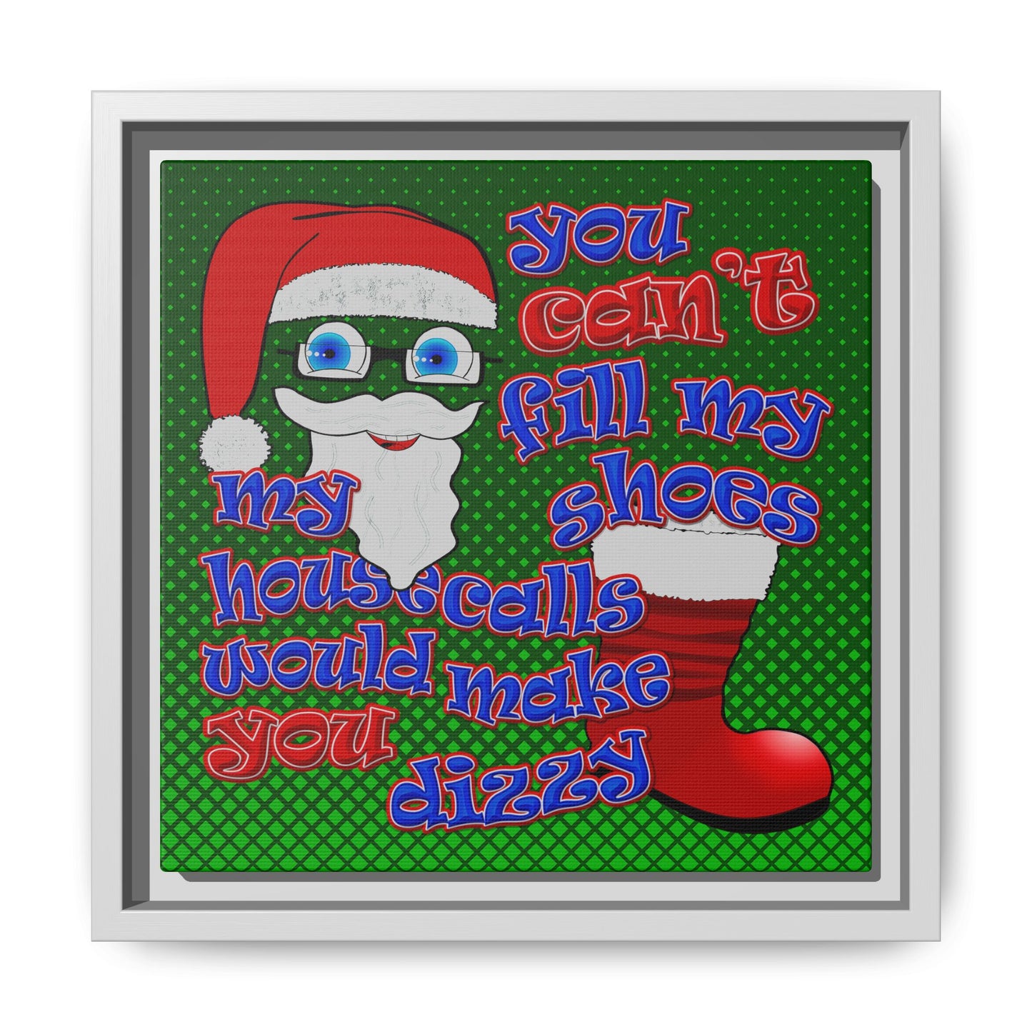santa's shoes - framed canvas art (logo green)