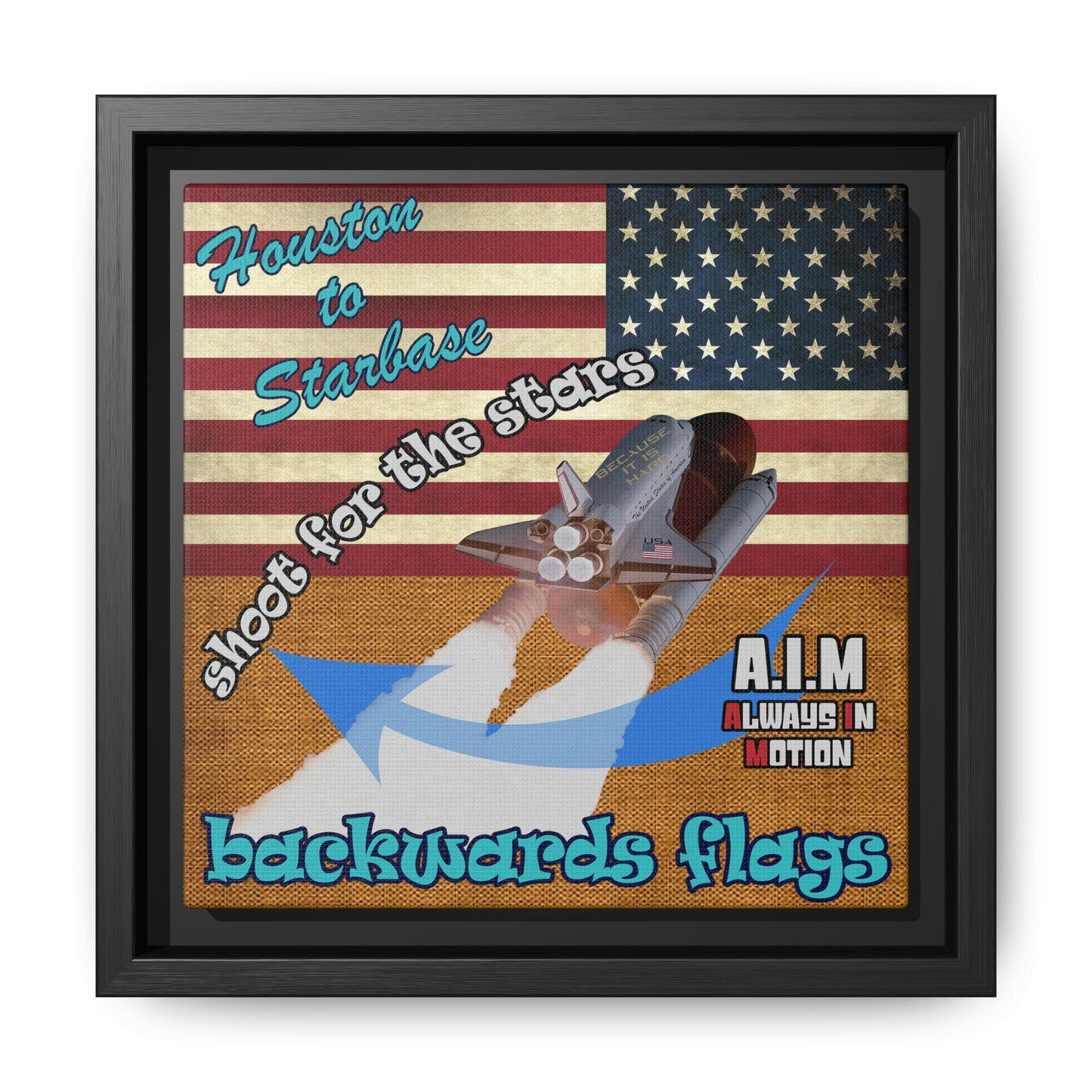 shoot for the stars - framed canvas art (brown papyrus)