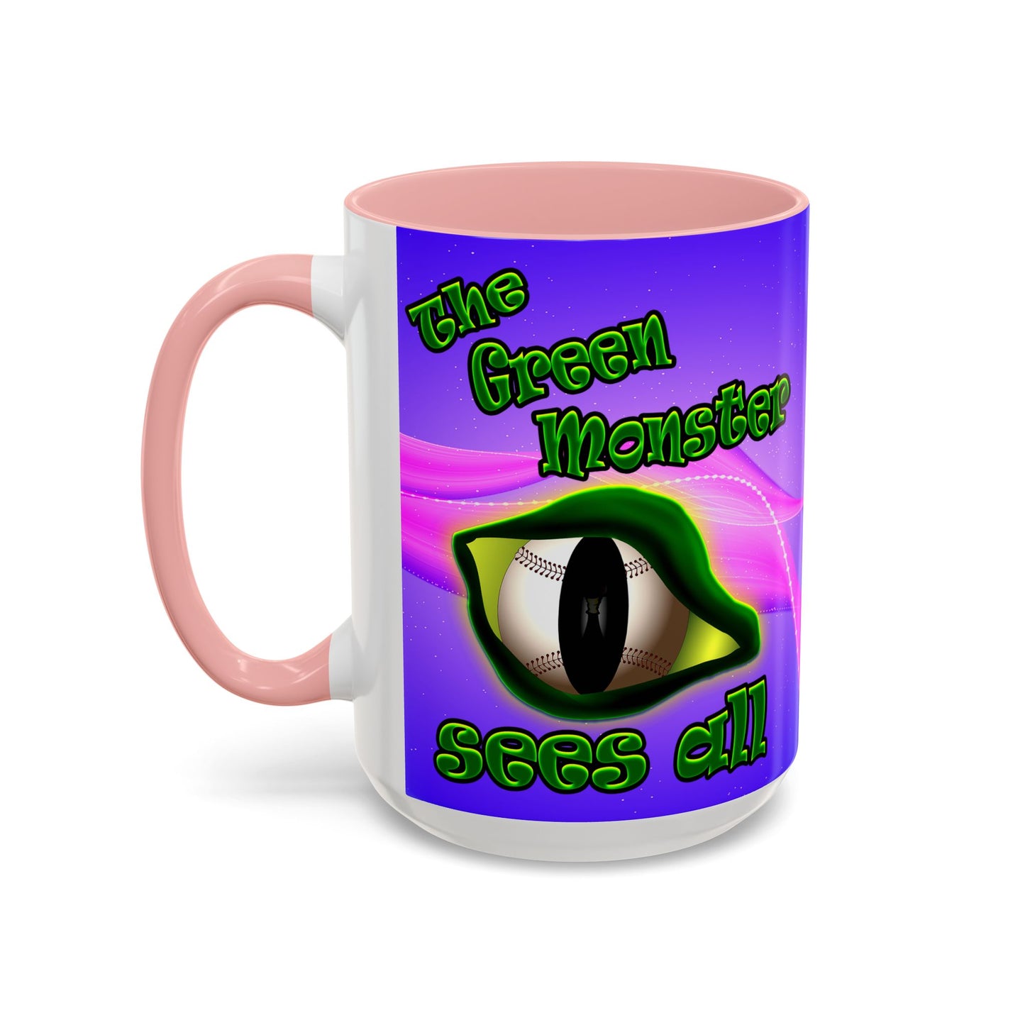 green monster - Accent Mug (purple-pink wave)