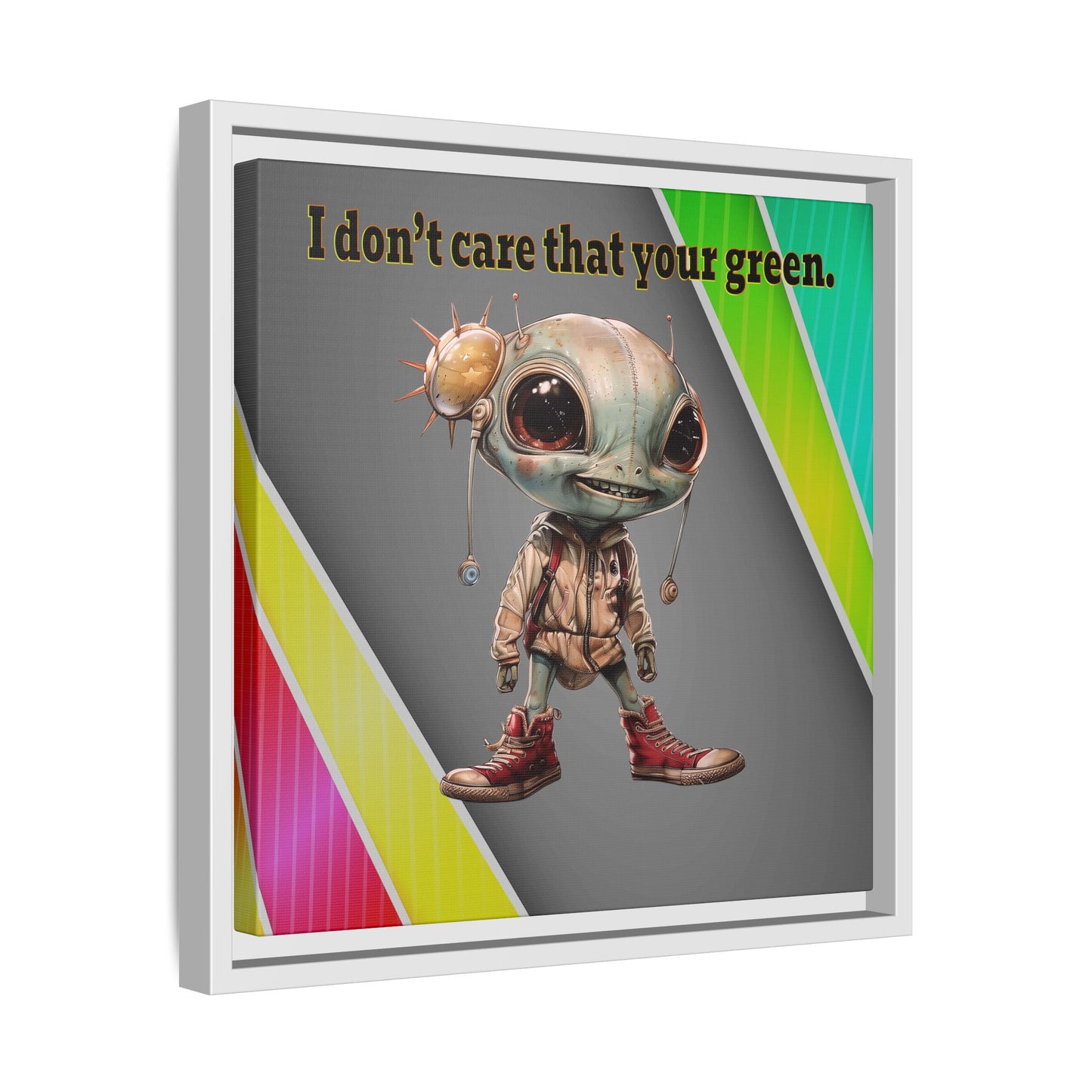 I don't care that your green - framed canvas art (rainbow split)