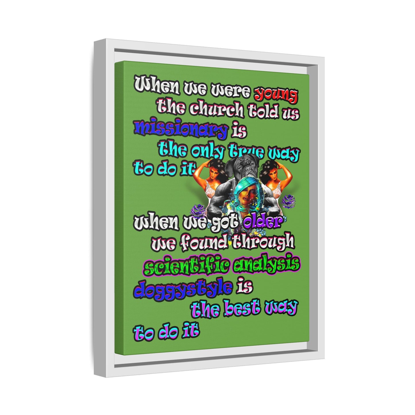 doggystyle - framed canvas art (green)