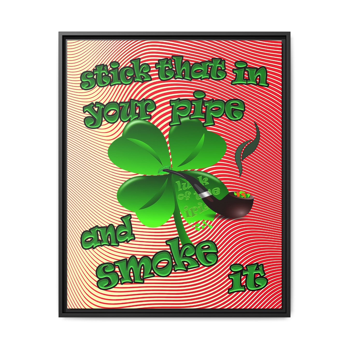 stick that in your pipe and smoke it - framed canvas art (yellow-orange wave)