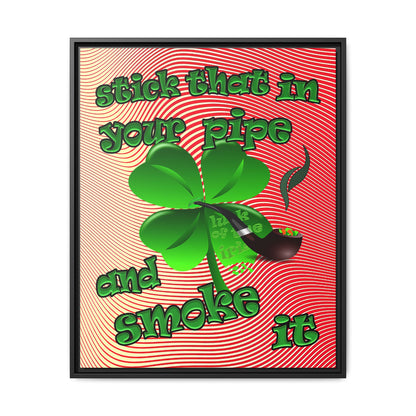 stick that in your pipe and smoke it - framed canvas art (yellow-orange wave)