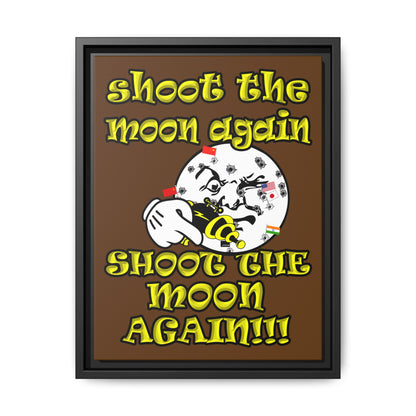 shoot the moon again - framed canvas art (brown)