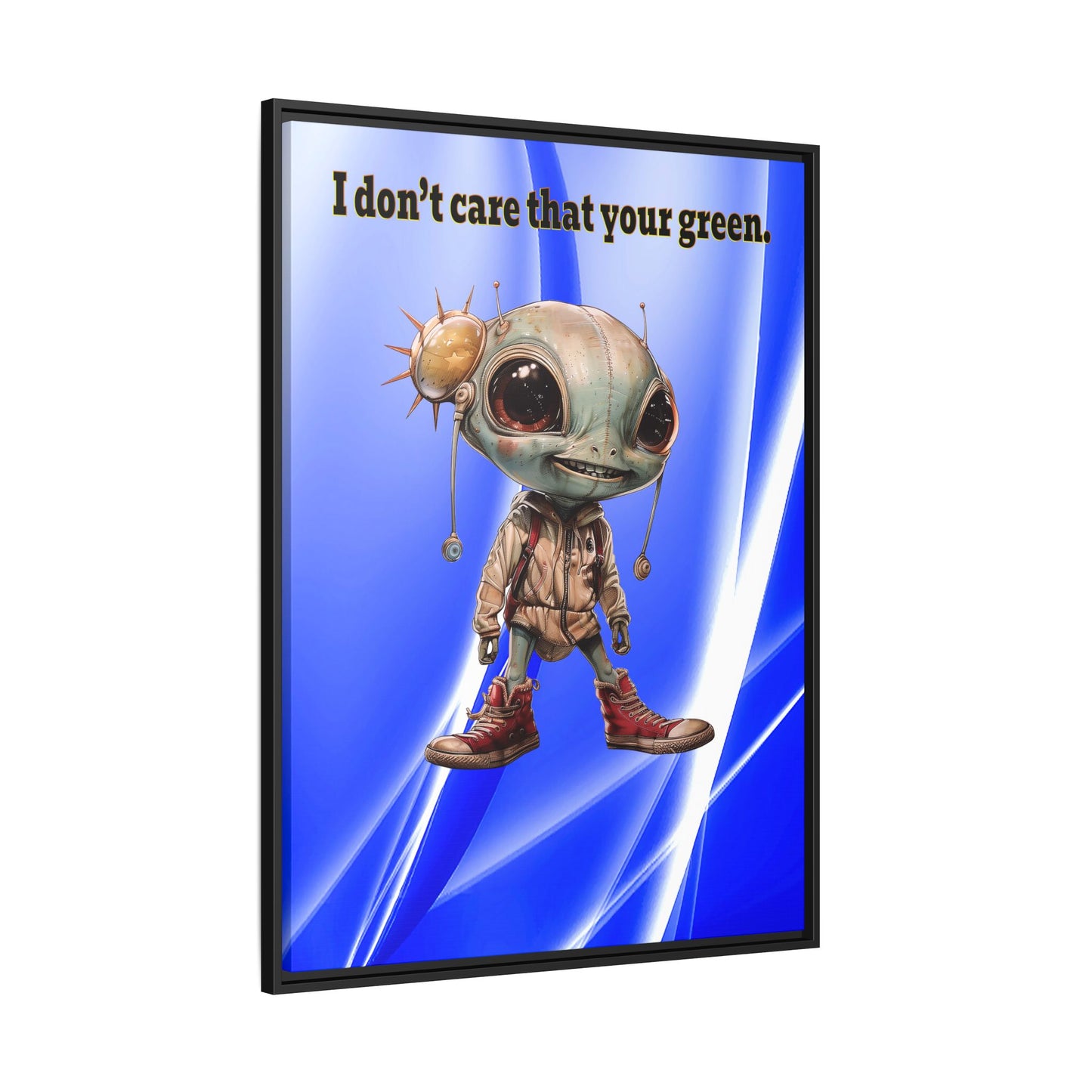 I don't care that your green - framed canvas art (blue-white wave)