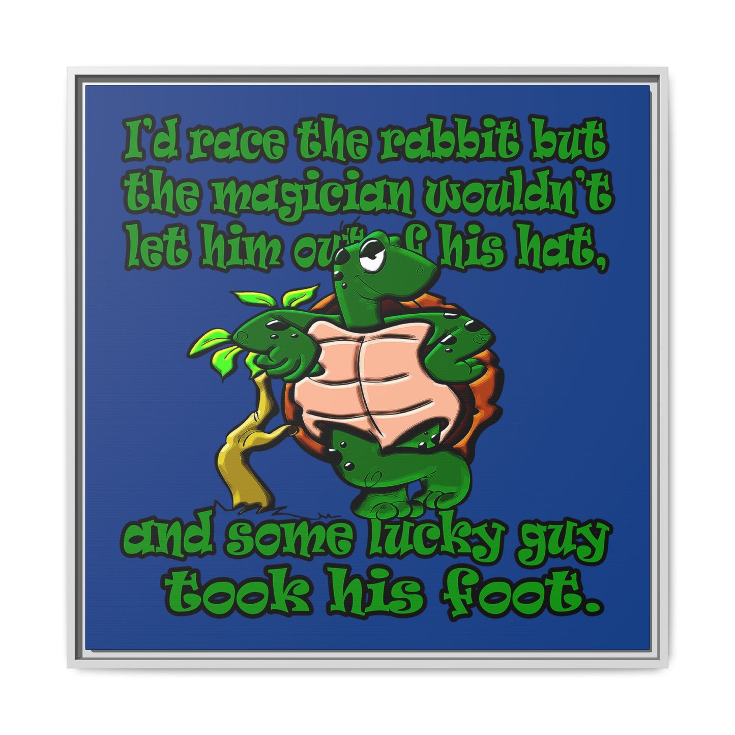 turtle race - framed canvas art (dark blue)