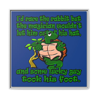 turtle race - framed canvas art (dark blue)