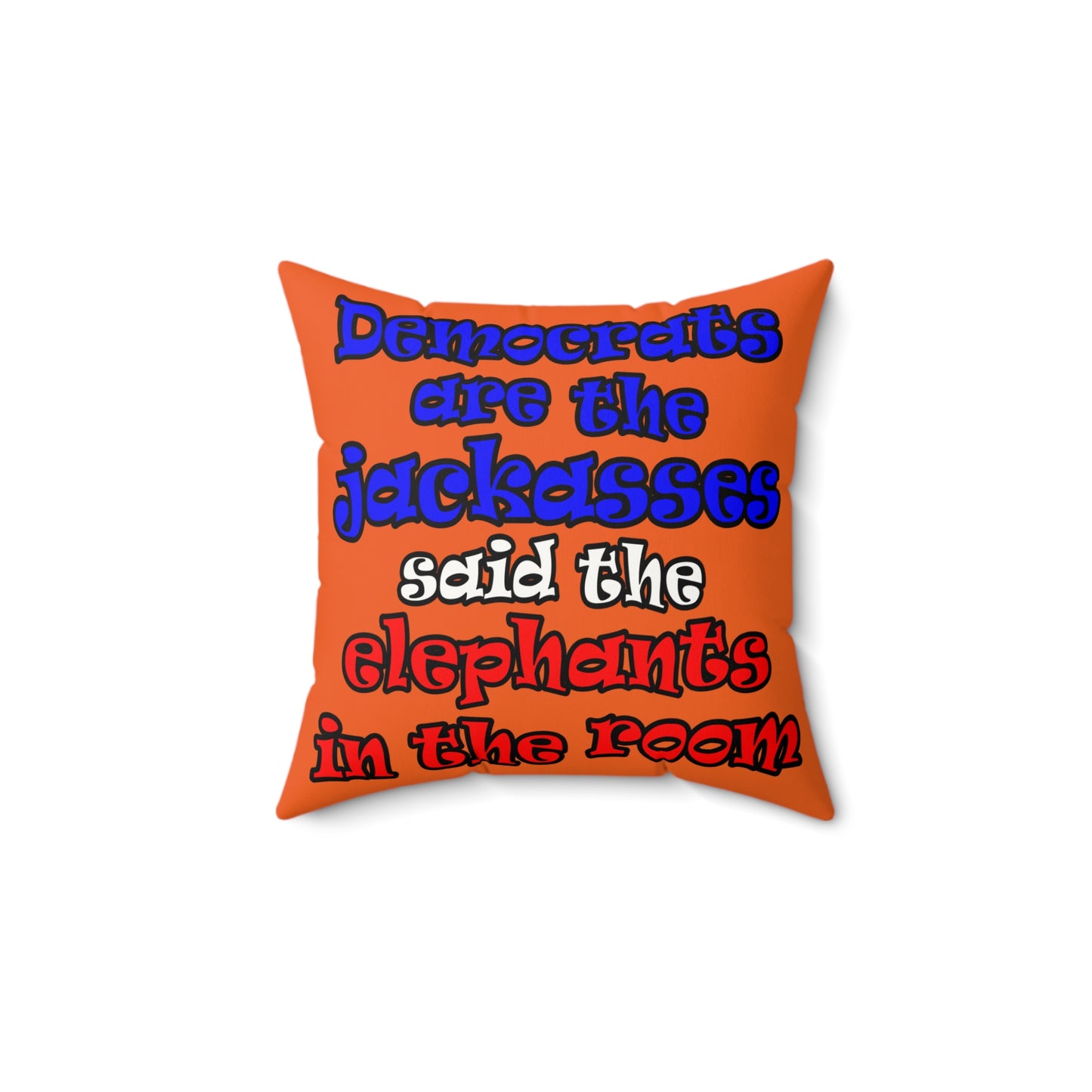 donkeys and elephants - Faux Suede Square Pillow - (orange)