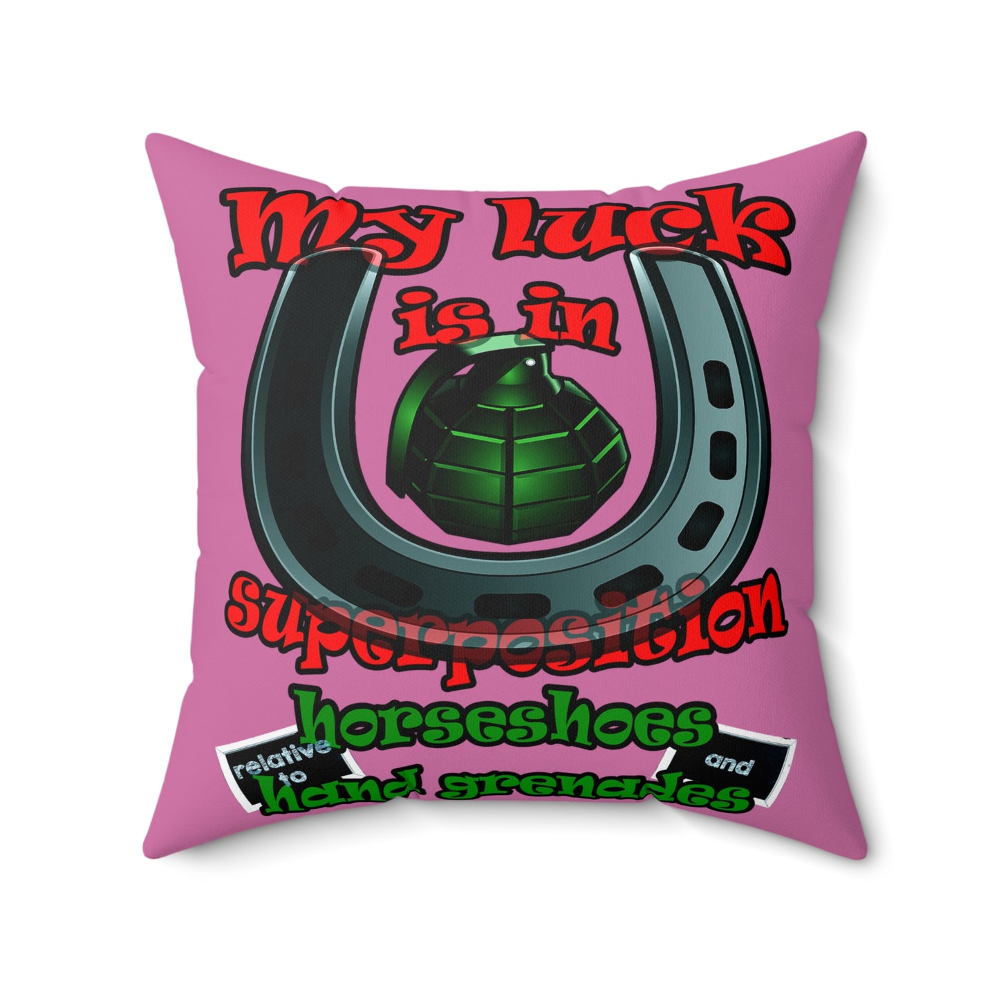 my luck - Spun Polyester Square Pillow - (light pink)