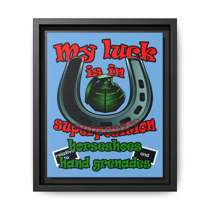 my luck - framed canvas art (light blue)