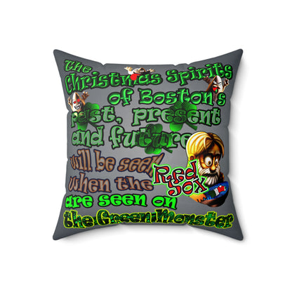 christmas spirits of boston - Spun Polyester Square Pillow - (grey-light grey)