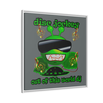 disc jockey - framed canvas art (dark grey)