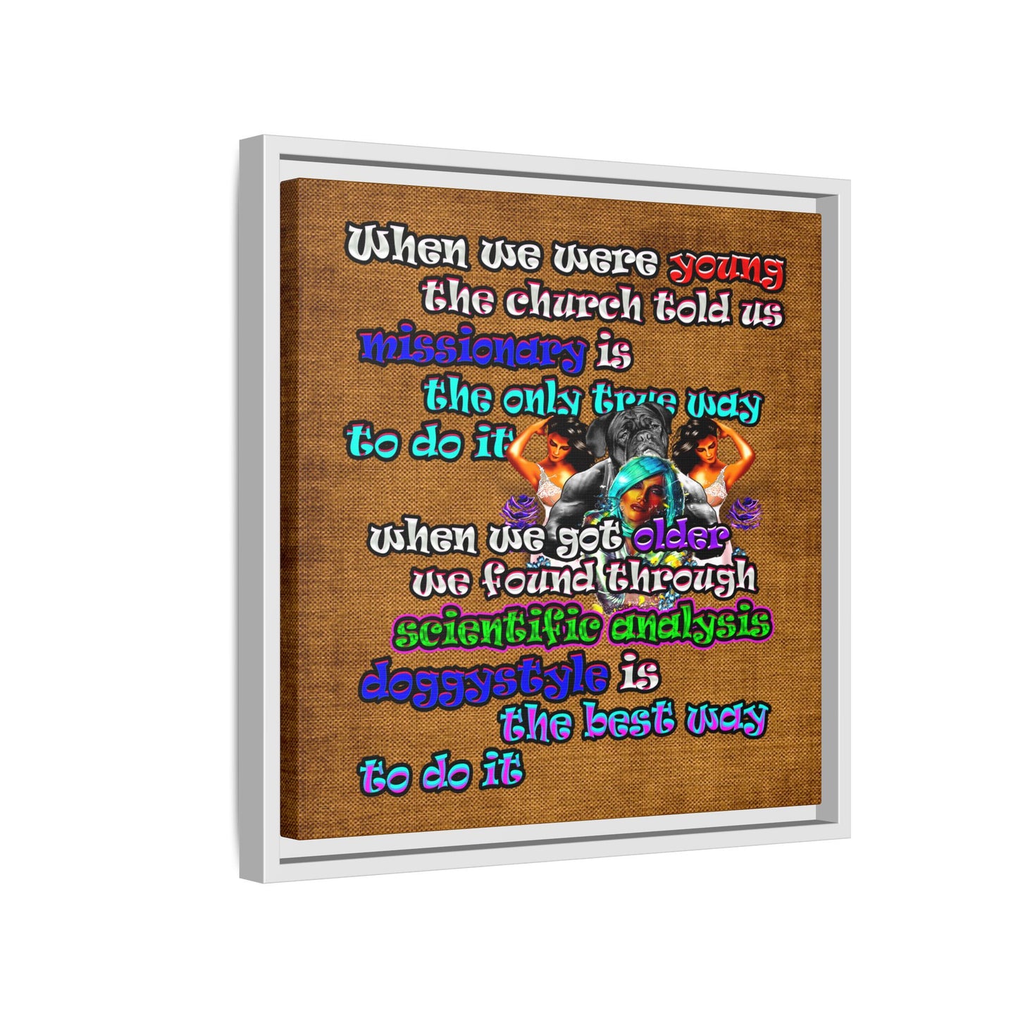 doggystyle - framed canvas art (brown papyrus)