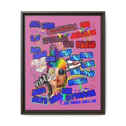 drop the beat - framed canvas art (light pink)