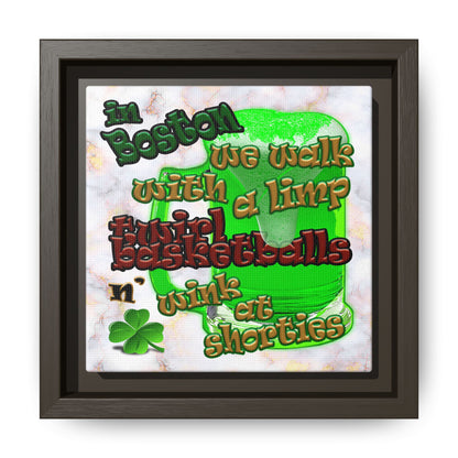 celtics logo - framed canvas art (white marble)