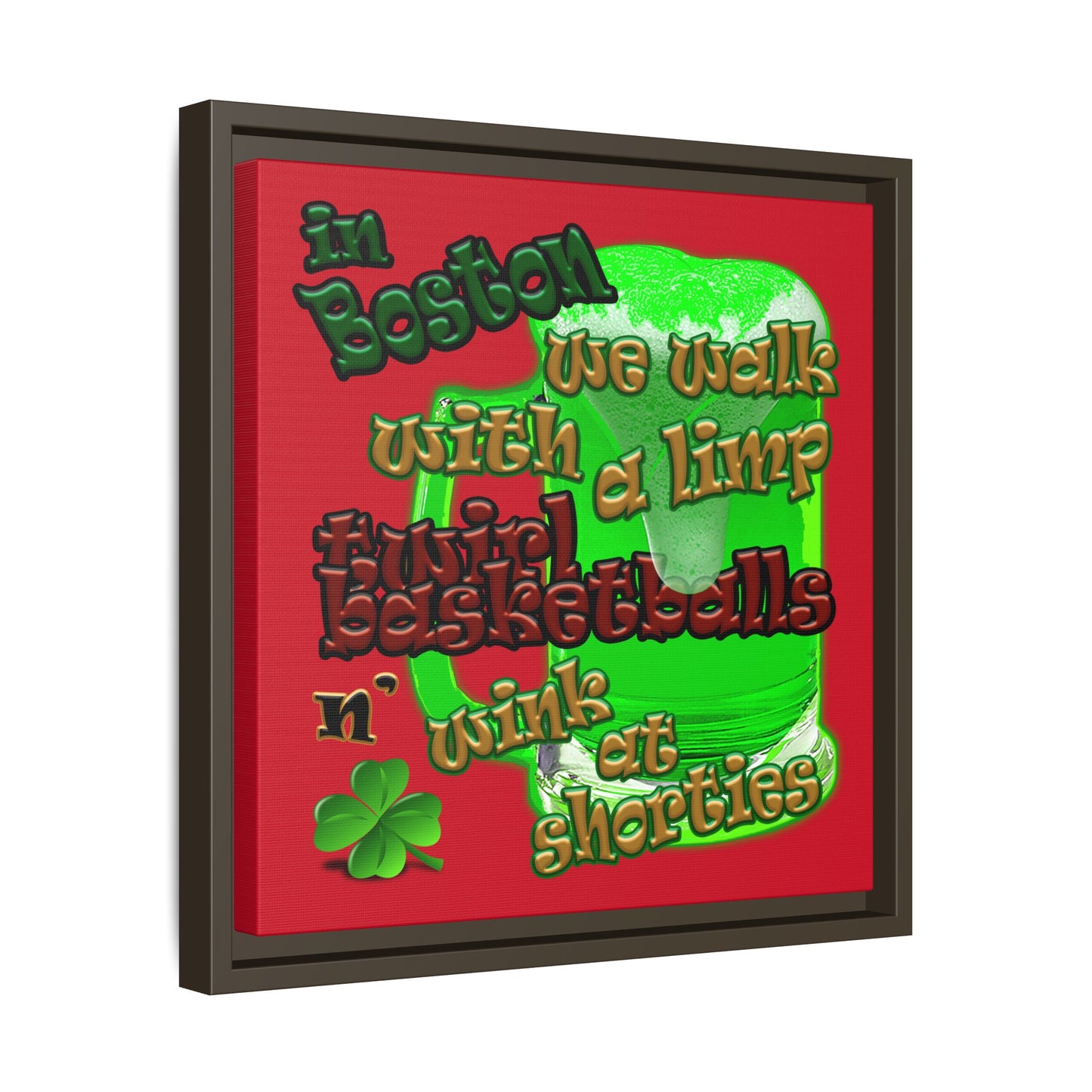 celtics logo - framed canvas art (dark red)