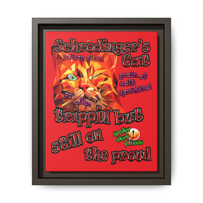 schrodinger's cat - framed canvas art (red)