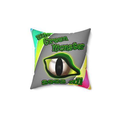 green monster - Spun Polyester Square Pillow - (rainbow split)