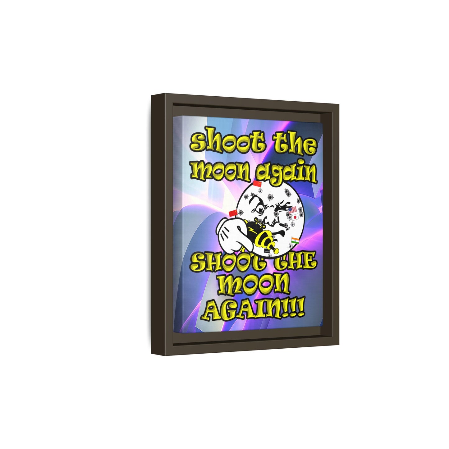 shoot the moon again - framed canvas art (grey-pink wave)